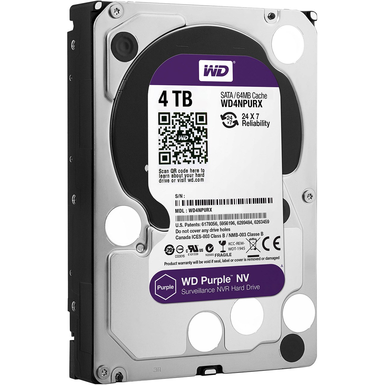 هارددیسک اینترنال وسترن دیجیتال مدل Purple NV WD4NPURX ظرفیت 4 ترابایت